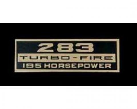 Full Size Chevy Valve Cover Decal, Turbo-Fire, 283ci/195hp, 1964-1966