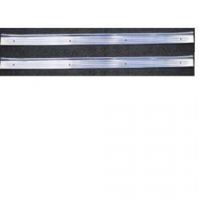 Full Size Chevy Billet Polished Aluminum Door Sills, With Lines, 2-Door, 1958-1964