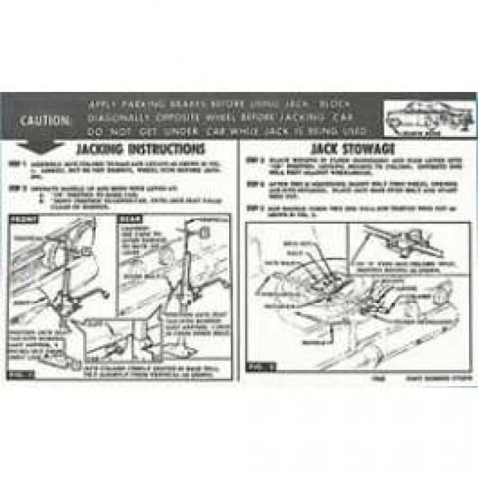 Full Size Chevy Jack Stowage & Jacking Instructions Sheet, 1959