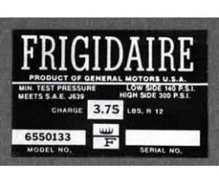 Full Size Chevy Air Conditioning Compressor Decal, Frigidaire, 1963-1965