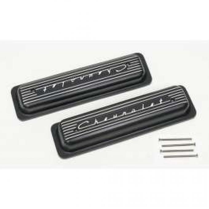 Full Size Chevy Valve Covers, Classic-Style, Aluminum, Black, 1958-1972