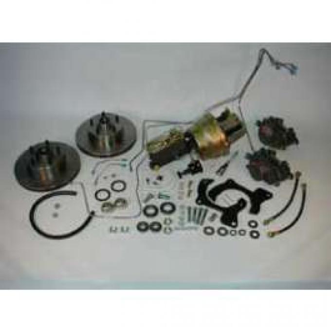 Full Size Chevy Complete Front Power Disc Brake Kit, With 9 Booster & Stainless Steel Lines, 1965-1968