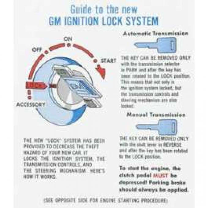 Full Size Chevy Starting Instruction Sleeve Decal, 1969-1972