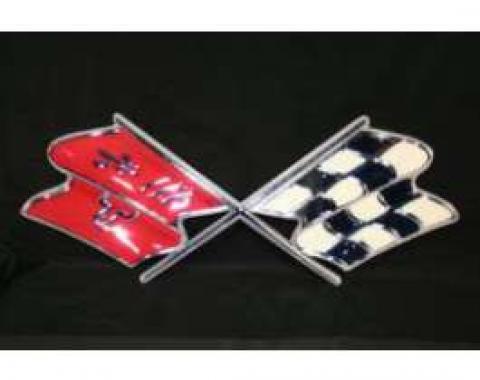 Full Size Chevy Metal Sign, Cross Flags