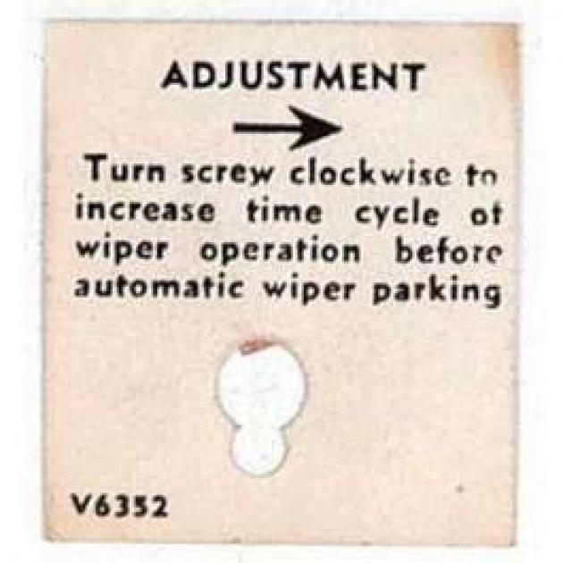 Full Size Chevy Windshield Washer Adjustment Tag, 19581960 Classic Chevy