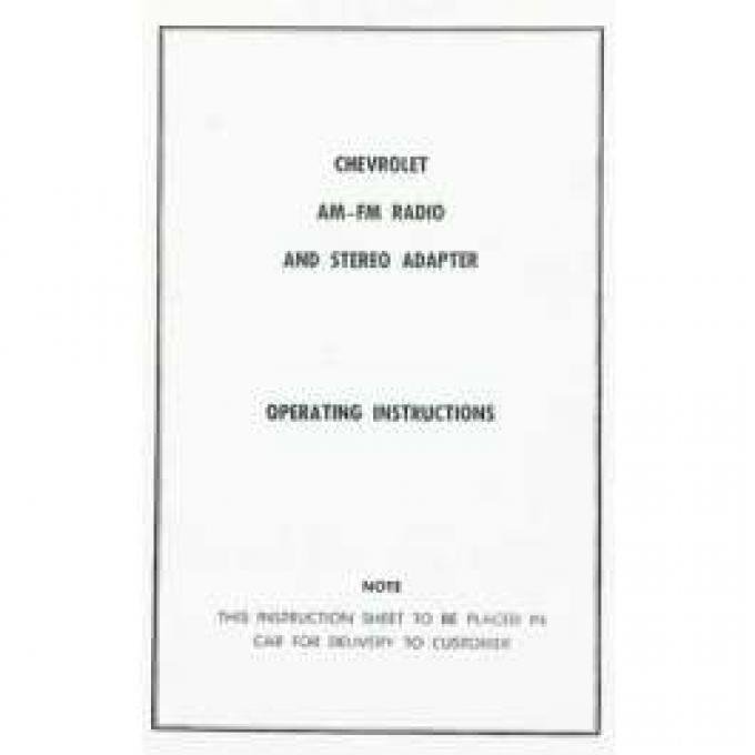 Full Size Chevy AM & FM Adaptor Instructions Card