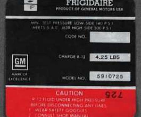 Full Size Chevy Air Conditioning Compressor Decal, Frigidaire, 1968