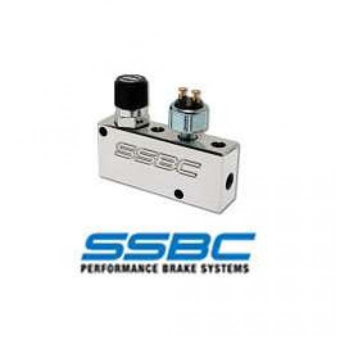 Full Size Chevy Proportioning Valve, SSBC, Adjustable, With Brake Light Switch, Polished