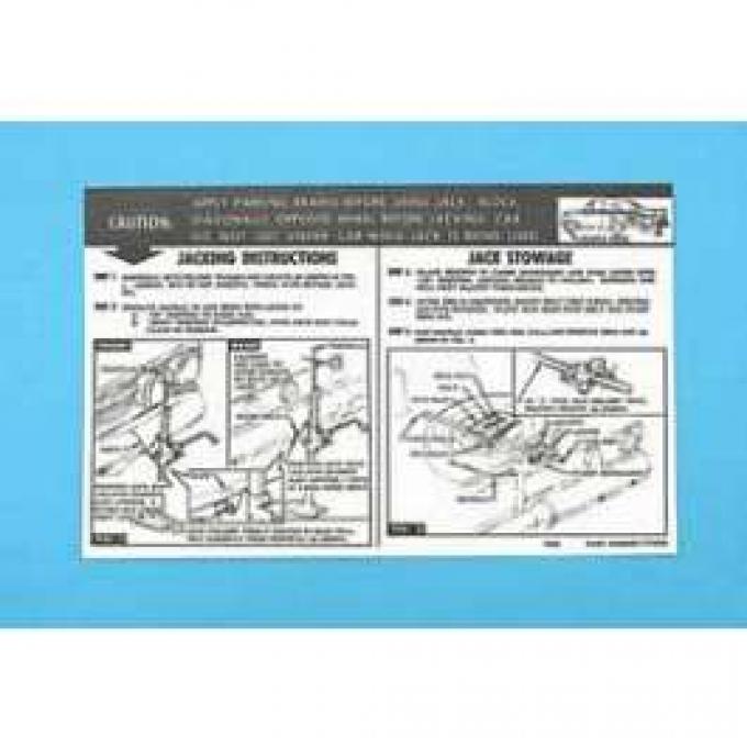 Full Size Chevy Jack Stowage & Jacking Instructions Sheet, 1960