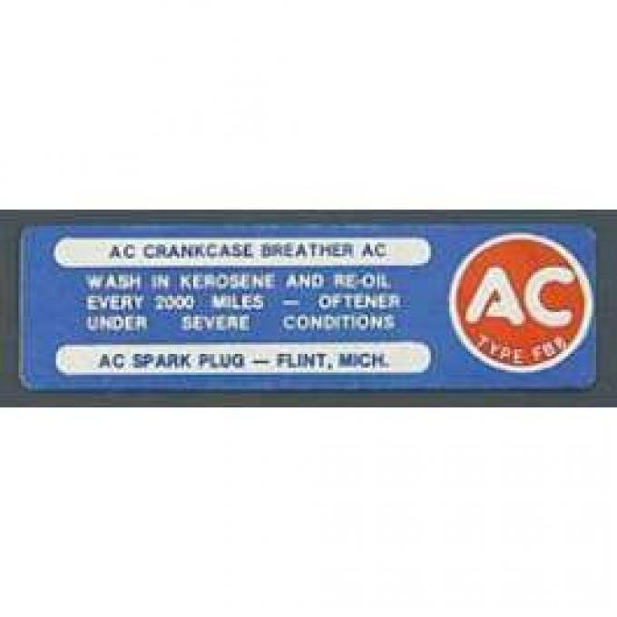 Full Size Chevy Crankcase Breather Maintenance Decal, 1964-1967