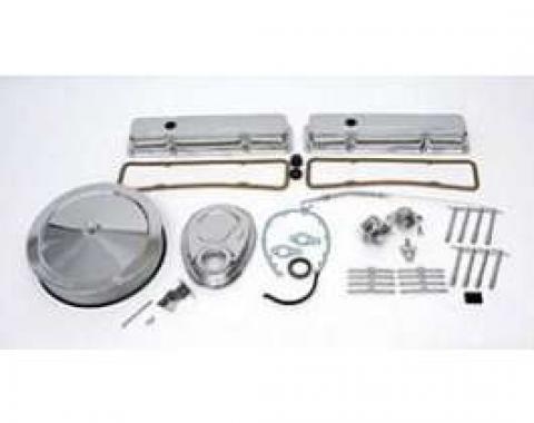 Full Size Chevy Engine Dress-Up Kit, Chrome, Complete, Small Block, 1958-1972