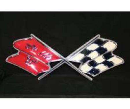 Full Size Chevy Metal Sign, Cross Flags