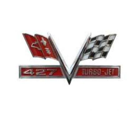 Full Size Chevy Metal Sign, 427 Turbo-Jet Cross Flags