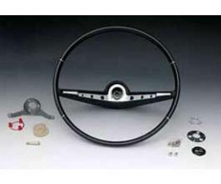 Full Size Chevy Complete Steering Wheel Assembly, Black, Impala SS, 1962