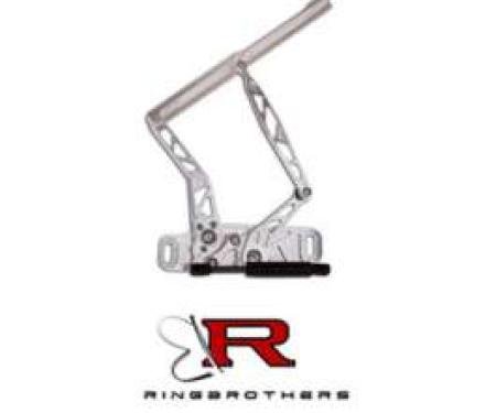 Full Size Chevy Hood Hinges, Billet Aluminum, Air Frame, Natural, With Steel Hood, 1965-1967
