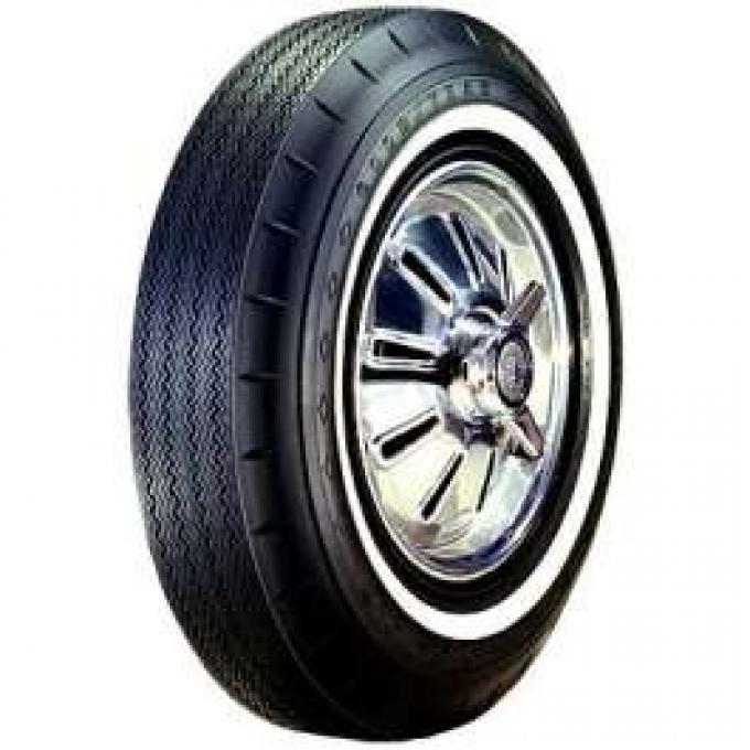 Full Size Chevy Tire, 8.00/14 With 1 Wide Whitewall, Goodyear Custom Super Cushion Bias Ply, 1962-1964