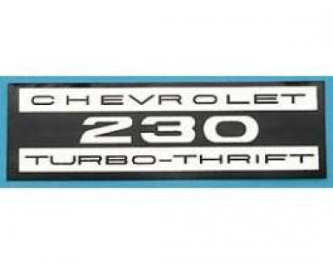 Full Size Chevy Valve Cover Decal, Turbo-Thrift, 230ci 6-Cylinder, 1963