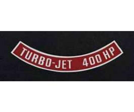 Full Size Chevy Air Cleaner Decal, 409ci/400hp, Turbo-Jet, 1965
