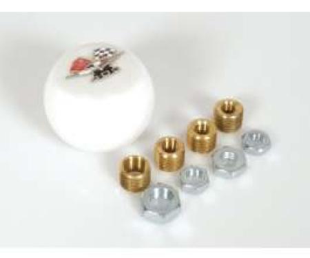 Full Size Chevy Shift Knob White Billiard With 409 Logo