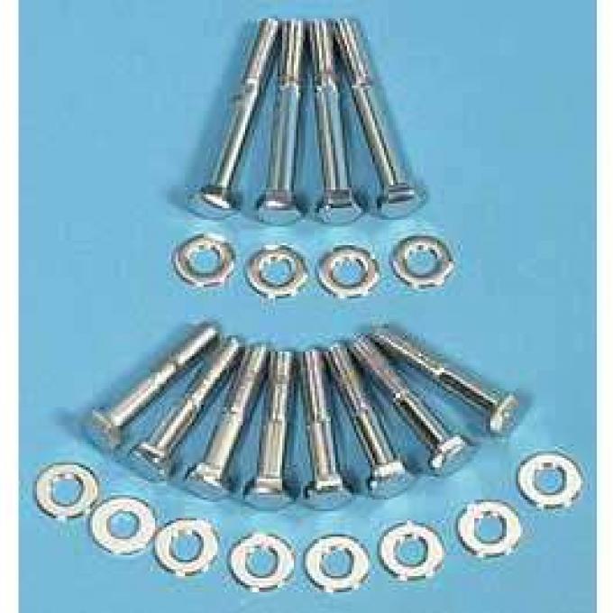 Full Size Chevy Exhaust Manifold Bolt Kit, Chrome, Small Block, 1958-1972
