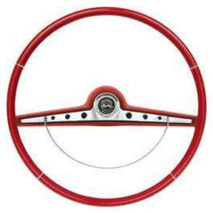 Full Size Chevy Steering Wheel, Two-Tone Red, Impala, 1963