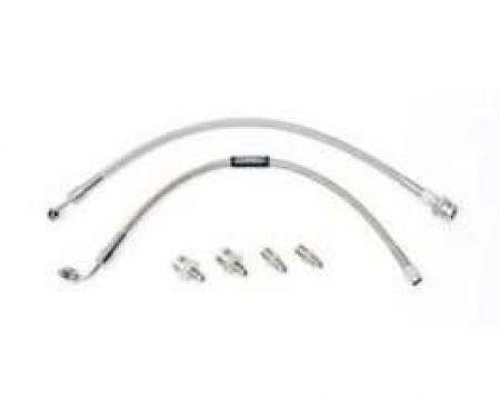 Full Size Chevy Front Disc Brake Hose Kit, Stainless Steel Braided, For Wilwood Brake Kit, 1958