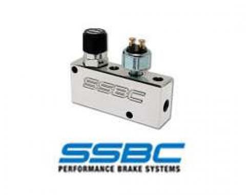 Full Size Chevy Proportioning Valve, SSBC, Adjustable, With Brake Light Switch, Polished