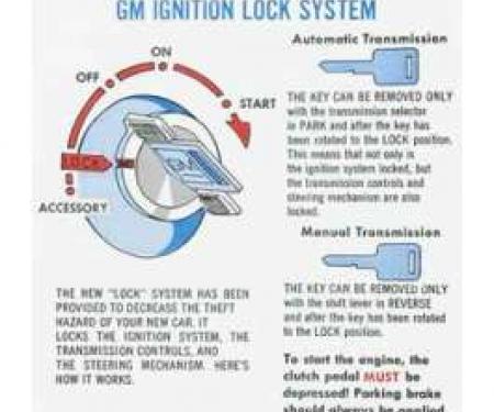 Full Size Chevy Starting Instruction Sleeve Decal, 1969-1972