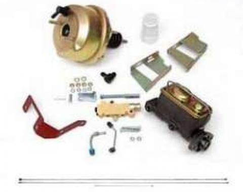 Full Size Chevy Power Booster Dual Master Cylinder Conversion Kit, For Disc Brakes, With GM Proportioning Valve, 1958-1964