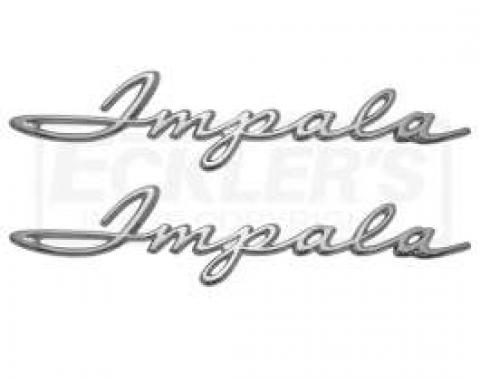 Full Size Chevy Quarter Panel Script Emblems, Impala, 1961