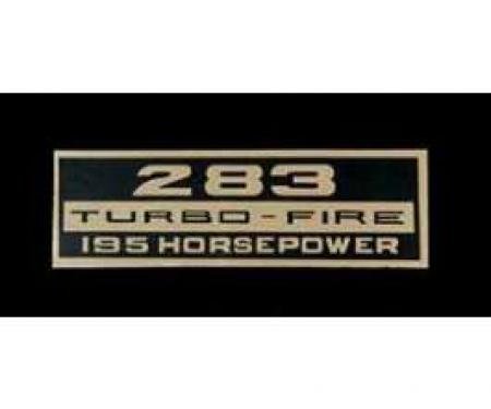 Full Size Chevy Valve Cover Decal, Turbo-Fire, 283ci/195hp, 1964-1966