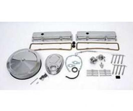 Full Size Chevy Engine Dress-Up Kit, Chrome, Complete, Small Block, 1958-1972