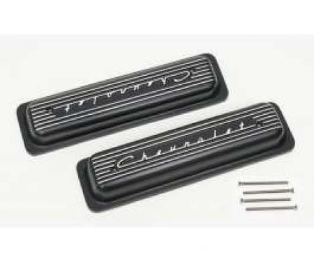 Full Size Chevy Valve Covers, Classic-Style, Aluminum, Black, 1958-1972