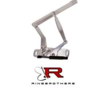 Full Size Chevy Hood Hinges, Billet Aluminum, Solid Frame, Natural, With Steel Hood, 1963-1964