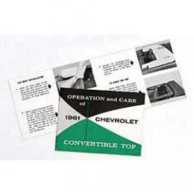 Full Size Chevy Convertible Top Operation & Care Manual, 1961