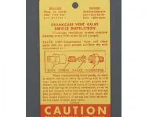 Full Size Chevy Crankcase Vent Valve Service Instruction Tag, 1959-1965