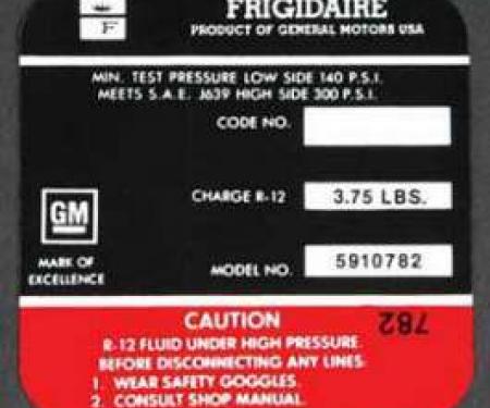 Full Size Chevy Air Conditioning Compressor Decal, Frigidaire, 1971