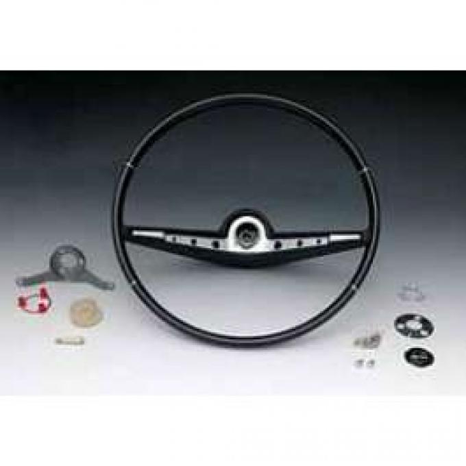 Full Size Chevy Complete Steering Wheel Assembly, Black, Impala SS, 1962