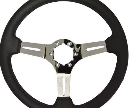 Volante S6 Sport Steering Wheel, with Chrome Spokes & Leather Grip