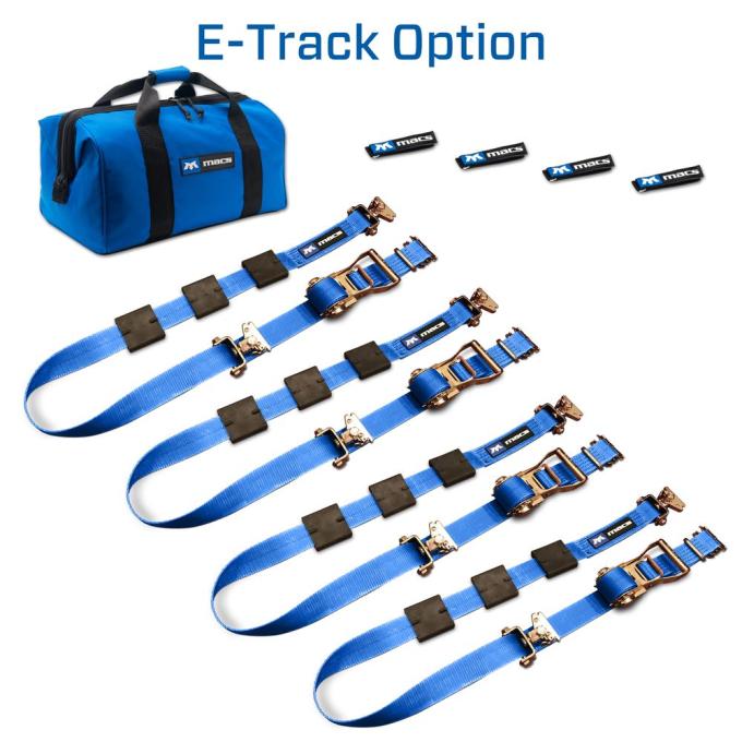 Race Ramps 2 x 10 Tire Block Strap Pack with E-Track Ends - Blue 512002