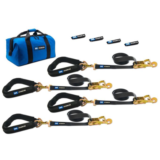 Race Ramps 2 x 6 Pro Pack Premium Tie-Down Strap Kit with 40 Axle Strap, Direct Hook Ends - Black 511656