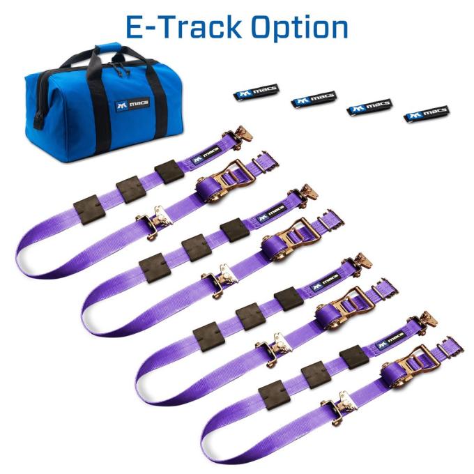 Race Ramps 2 x 10 Tire Block Strap Pack with E-Track Ends - Purple 516002