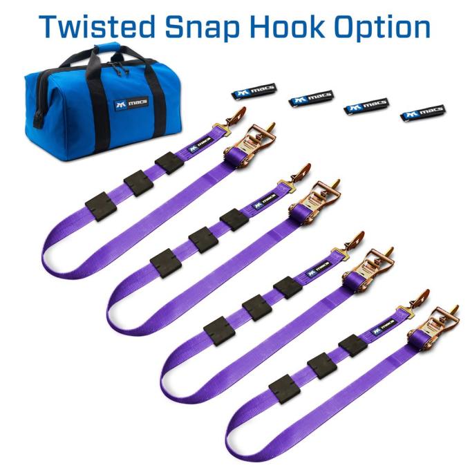 Race Ramps 2 x 10 Tire Block Strap Pack with Twisted Snap Hook Ends - Purple 516000