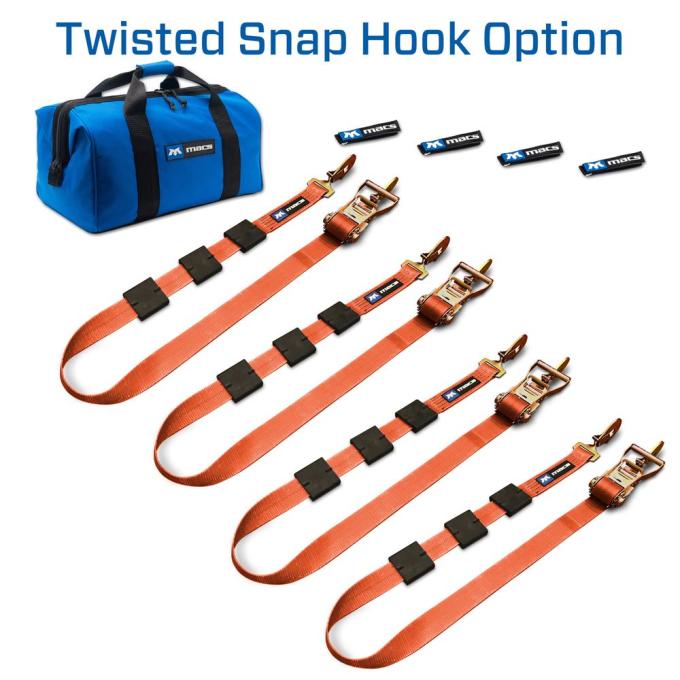 Race Ramps 2 x 10 Tire Block Strap Pack with Twisted Snap Hook Ends - Orange 518000