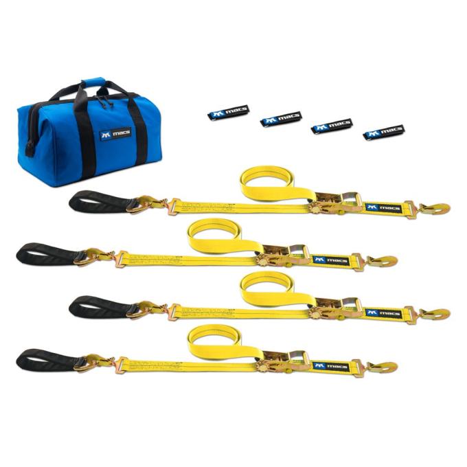 Race Ramps 2 x 6 Ultra Pack Tie-Down Straps with Detachable Axle Straps, Sewn Fixed Ends - Yellow 514206