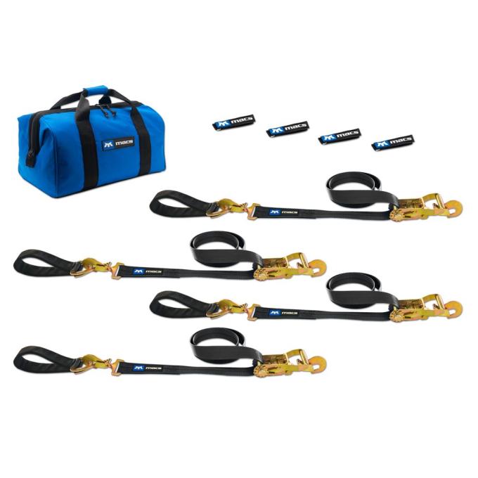 Race Ramps 2 x 6 Ultra Pack Tie-Down Straps with Detachable Axle Straps, Direct Hook Ends - Black 511216