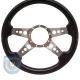 Volante S9 Premium Steering Wheel, Black Wood and Brushed Center, 4 Spoke with Holes