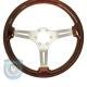 Volante S6 Sport Steering Wheel, Wood and Brushed Center, 3 Spoke