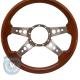 Volante S9 Premium Steering Wheel, Walnut Wood and Brushed Center, 4 Spoke with Holes
