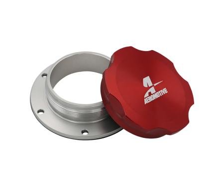 Aeromotive Billet Fuel Cell Fillcaps: Bolt-On, Red / 6-Bolt 18729